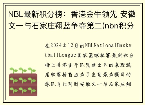 NBL最新积分榜：香港金牛领先 安徽文一与石家庄翔蓝争夺第二(nbn积分榜)